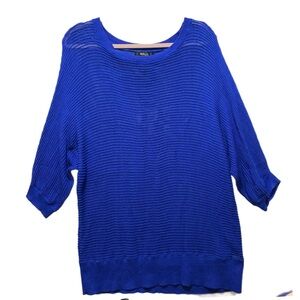 Style & Co Woman size 1X royal blue open knit tunic sweater EUC 12042